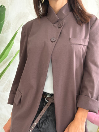 Blazer asimmetrico doppio bottone in punto Milano