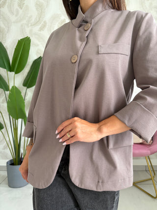 Blazer asimmetrico doppio bottone in punto Milano