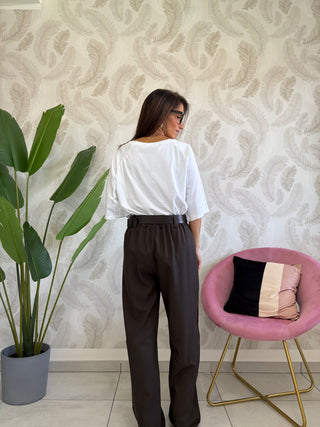 Pantalone allacciatura asimmetrica